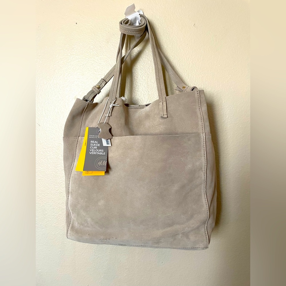 H&M premium collection suede handbag